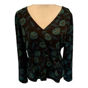 J. Crew Facory satin crepe peplum blouse with poppy print